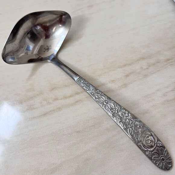 Set of 3 STANLEY ROBERTS SRB180 Stainless Floral Ladle/Butter Knife/Sugar Spoon - Picture 2 of 10